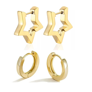 Hoop earrings Set 2 pairs steel 316L gold bode 02029